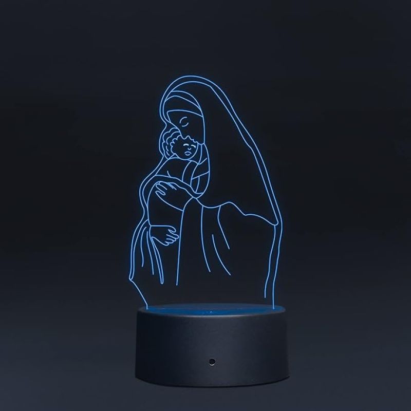 3D Illusion Mom Son Acrylic led Night lamp 16 Color Changing Light with Remote Control Gift for mom Circle Base
