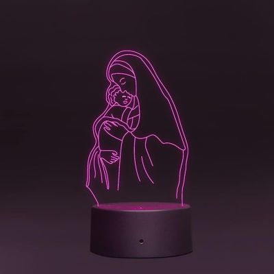 3D Illusion Mom Son Acrylic led Night lamp 16 Color Changing Light with Remote Control Gift for mom Circle Base
