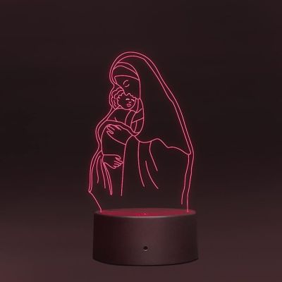 3D Illusion Mom Son Acrylic led Night lamp 16 Color Changing Light with Remote Control Gift for mom Circle Base