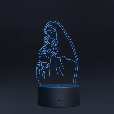 3D Illusion Mom Son Acrylic led Night lamp 16 Color Changing Light with Remote Control Gift for mom Circle Base