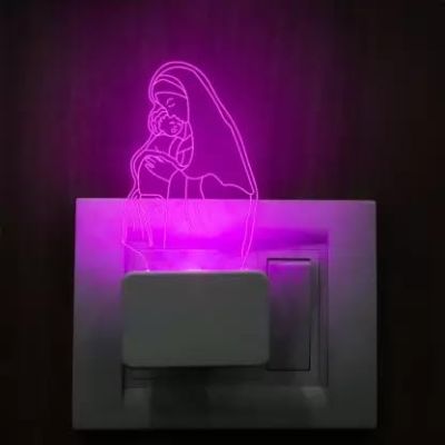 3D Illusion Mom Son Plug Night Lamp with 7 Color Changing Light   Gift for mom