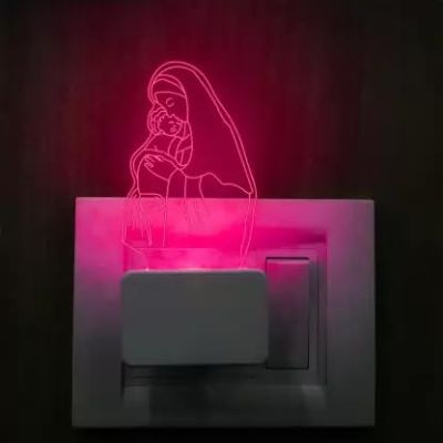 3D Illusion Mom Son Plug Night Lamp with 7 Color Changing Light   Gift for mom