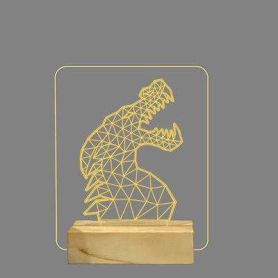 3D Illusion Dragon Night Lamp with Warm White Color Home Decor Gift for Birthday Wooden Base