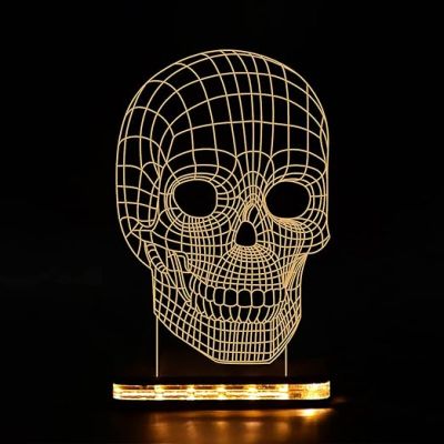 3D Illusion Skull Led Night Lamp with Warm White Color Home Decor