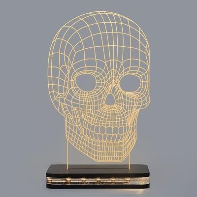 3D Illusion Skull Led Night Lamp with Warm White Color Home Decor