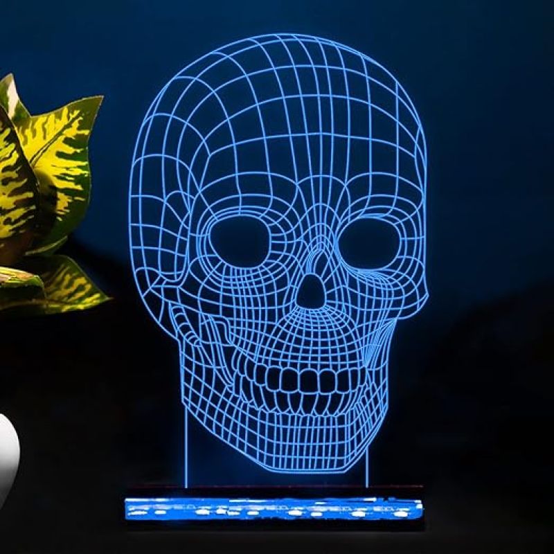 3D Illusion Skull Led Night Lamp 16 Color Changing Light with Remote Control Home Decor