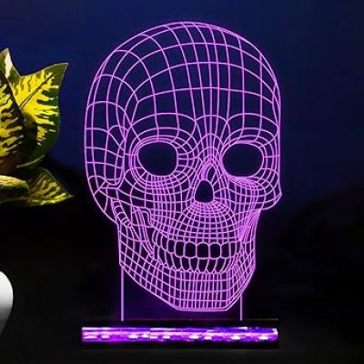 3D Illusion Skull Led Night Lamp 16 Color Changing Light with Remote Control Home Decor