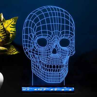 3D Illusion Skull Led Night Lamp 16 Color Changing Light with Remote Control Home Decor