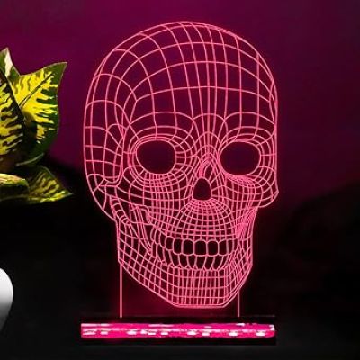 3D Illusion Skull Led Night Lamp 16 Color Changing Light with Remote Control Home Decor
