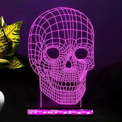 3D Illusion Skull Led Night Lamp 16 Color Changing Light with Remote Control Home Decor