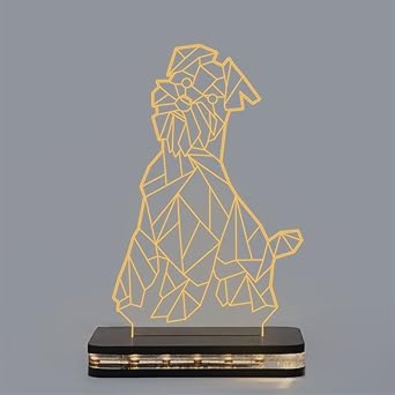 3D Illusion Dog Poly Art Led Night Lamp with Warm White Color Gift For Kids