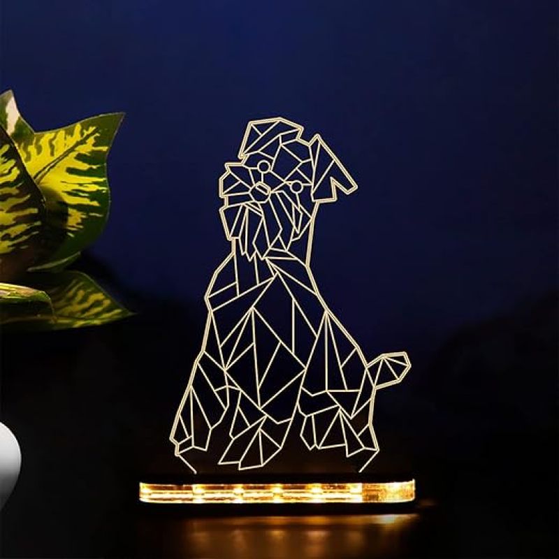 3D Illusion Dog Poly Art Led Night Lamp with Warm White Color Gift For Kids