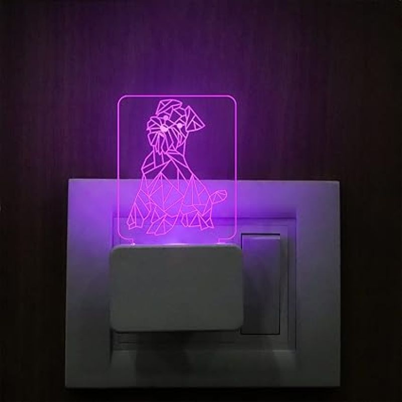 3D Illusion Dog Plug Night Lamp with 7 Color Changing Light  Kids Room décor Gifts for Dog Lover