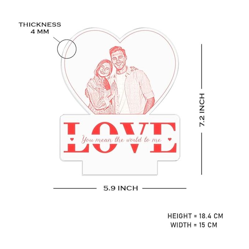 Personalized Gift for Couple LED Photo Frame  Customized Gift for Wife & Husband  Photo Engraved Lamp  Newly Married Couple Gift  Warm White Light with Adapter