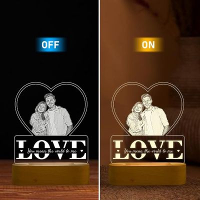 Personalized Gift for Couple LED Photo Frame  Customized Gift for Wife & Husband  Photo Engraved Lamp  Newly Married Couple Gift  Warm White Light with Adapter