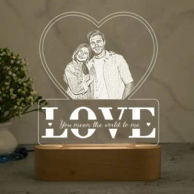 Personalized Gift for Couple LED Photo Frame  Customized Gift for Wife & Husband  Photo Engraved Lamp  Newly Married Couple Gift  Warm White Light with Adapter