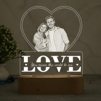 Personalized Gift for Couple LED Photo Frame  Customized Gift for Wife & Husband  Photo Engraved Lamp  Newly Married Couple Gift  Warm White Light with Adapter