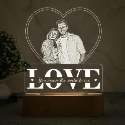 Personalized Gift for Couple LED Photo Frame  Customized Gift for Wife & Husband  Photo Engraved Lamp  Newly Married Couple Gift  Warm White Light with Adapter