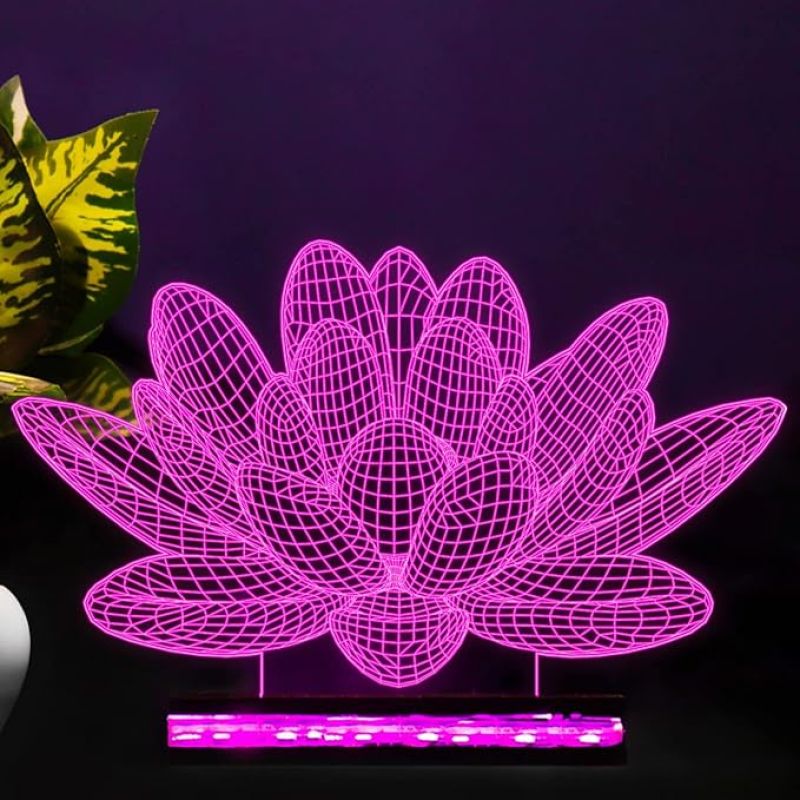 3D Illusion Lotus Flower Led Night Lamp 16 Color Changing lamp with Remote Control Home Decor Light