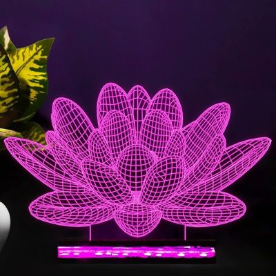 3D Illusion Lotus Flower Led Night Lamp 16 Color Changing lamp with Remote Control Home Decor Light