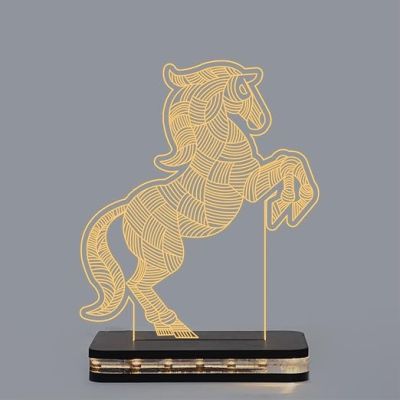 3D Illusion Horse Led Night Lamp with Warm White Color Gifts for Child Baby Boy and Girl