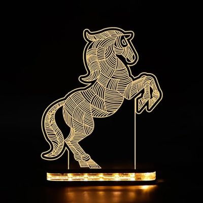 3D Illusion Horse Led Night Lamp with Warm White Color Gifts for Child Baby Boy and Girl