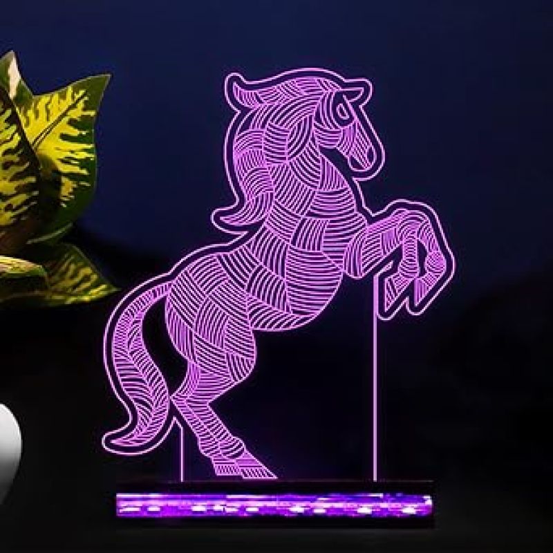 3D Illusion Horse Led Night Lamp 16 Color Changing Light with Remote Control Gifts for Child Baby Boy and Girl