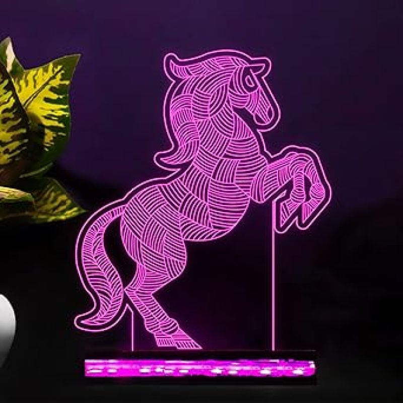 3D Illusion Horse Led Night Lamp 16 Color Changing Light with Remote Control Gifts for Child Baby Boy and Girl