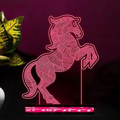 3D Illusion Horse Led Night Lamp 16 Color Changing Light with Remote Control Gifts for Child Baby Boy and Girl