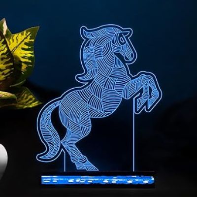 3D Illusion Horse Led Night Lamp 16 Color Changing Light with Remote Control Gifts for Child Baby Boy and Girl