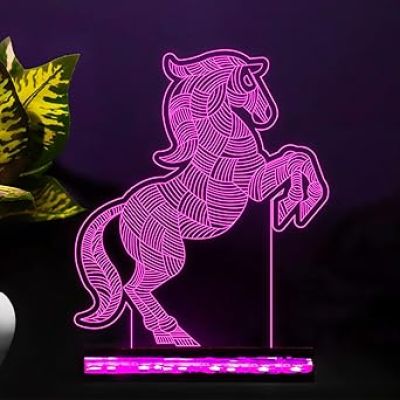 3D Illusion Horse Led Night Lamp 16 Color Changing Light with Remote Control Gifts for Child Baby Boy and Girl