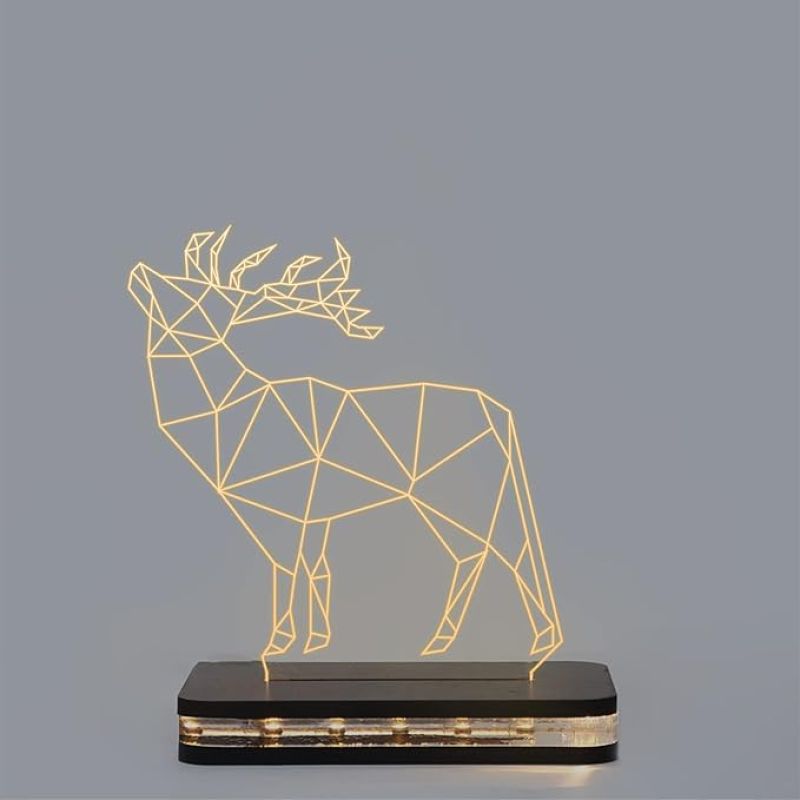 3D Illusion Deer Led Night lamp with Warm White Color Gift for Birthday