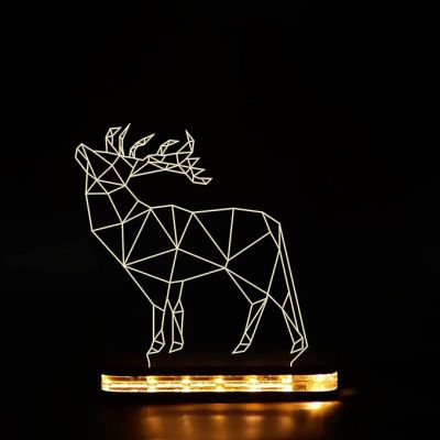 3D Illusion Deer Led Night lamp with Warm White Color Gift for Birthday