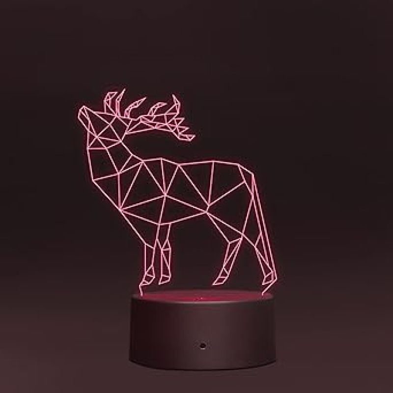 3D Illusion Deer Led Night lamp 16 Color Changing Light with Remote Control Gift for Birthday Circle Base