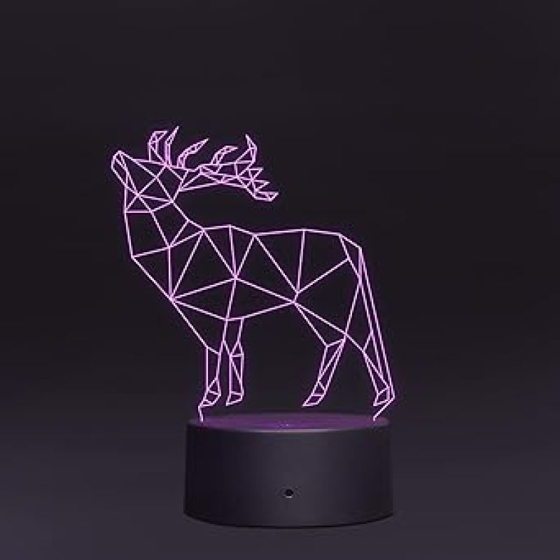 3D Illusion Deer Led Night lamp 16 Color Changing Light with Remote Control Gift for Birthday Circle Base