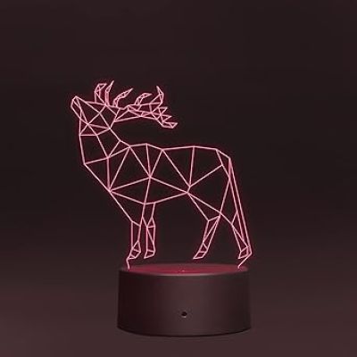 3D Illusion Deer Led Night lamp 16 Color Changing Light with Remote Control Gift for Birthday Circle Base