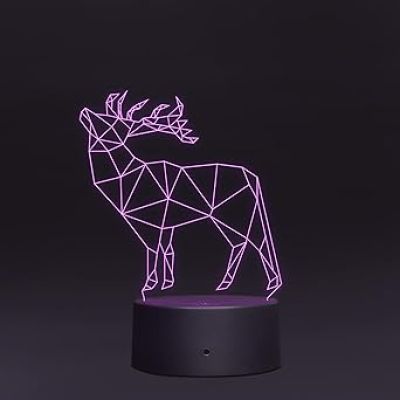 3D Illusion Deer Led Night lamp 16 Color Changing Light with Remote Control Gift for Birthday Circle Base