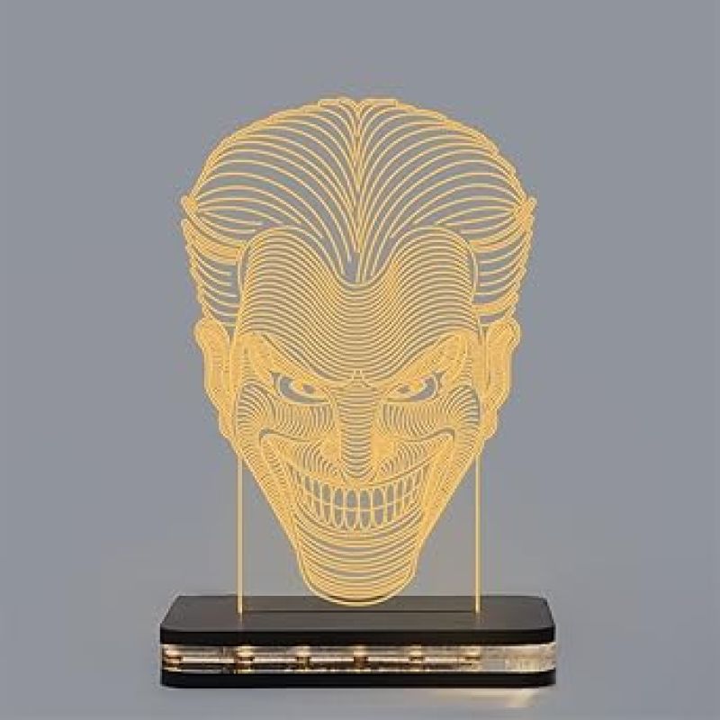 3D Illusion Joker Led Night Lamp with Warm White Color Gift for kids, Boys