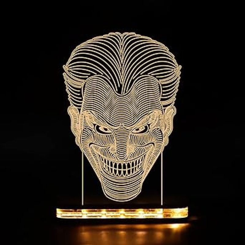 3D Illusion Joker Led Night Lamp with Warm White Color Gift for kids, Boys