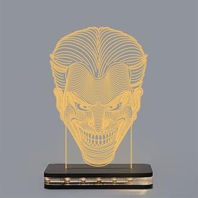 3D Illusion Joker Led Night Lamp with Warm White Color Gift for kids, Boys