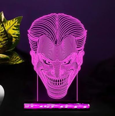 3D Illusion Joker Led Night Lamp 16 Color Changing Light with Remote Control Gift for kids, Boys