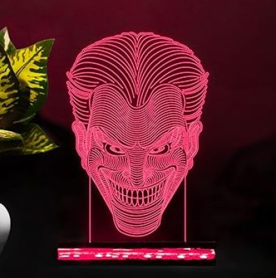 3D Illusion Joker Led Night Lamp 16 Color Changing Light with Remote Control Gift for kids, Boys