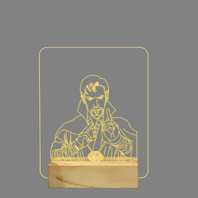 3D Illusion Doctor strange Night Lamp with Warm White Color Gift For Avengers Lover Wooden Base