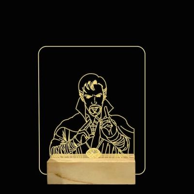3D Illusion Doctor strange Night Lamp with Warm White Color Gift For Avengers Lover Wooden Base