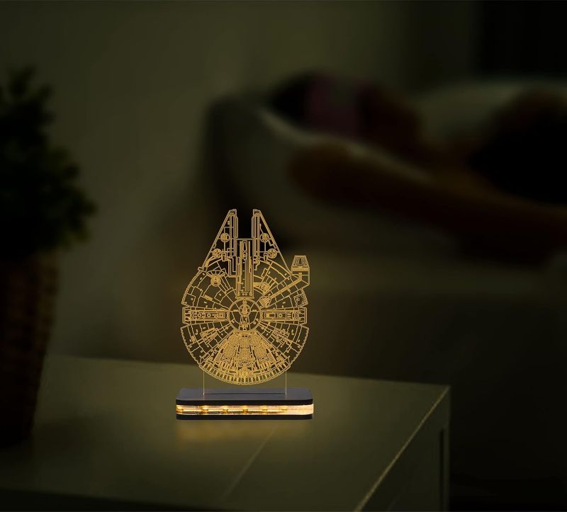 3D Illusion Star Wars Millennlum Falcon Led Night Lamp with Warm White Color Gift For kids