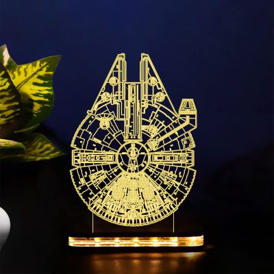 3D Illusion Star Wars Millennlum Falcon Led Night Lamp with Warm White Color Gift For kids