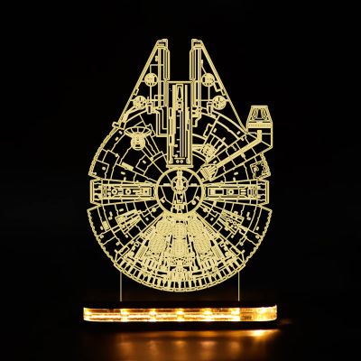 3D Illusion Star Wars Millennlum Falcon Led Night Lamp with Warm White Color Gift For kids