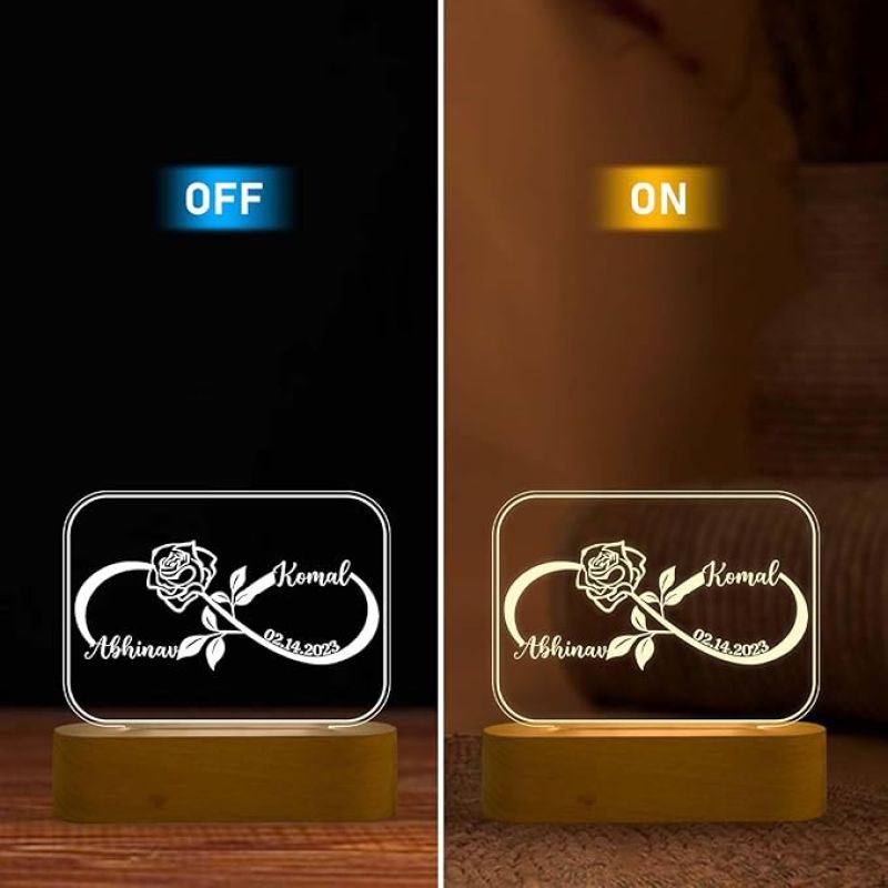 Personalized Infinity Symbol Led Night Lamp with Warm White Light  Gift for Couples  Gift for Bhaiya Bhabhi Boyfriend Girlfriend  Anniversary Gift for Husband & Wife