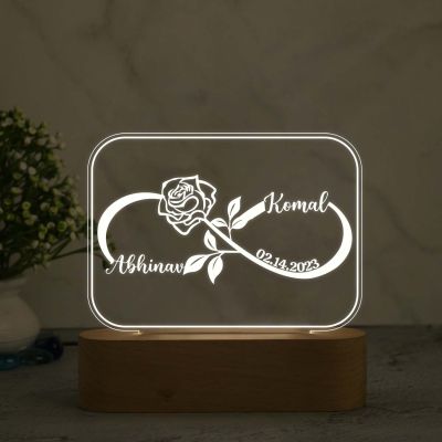 Personalized Infinity Symbol Led Night Lamp with Warm White Light  Gift for Couples  Gift for Bhaiya Bhabhi Boyfriend Girlfriend  Anniversary Gift for Husband & Wife