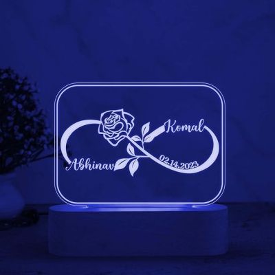 Personalized Infinity Symbol Led Night Lamp with Multicolored Light Gift for Couples Gift for Bhaiya Bhabhi Boyfriend Girlfriend Anniversary Gift for Husband & Wife